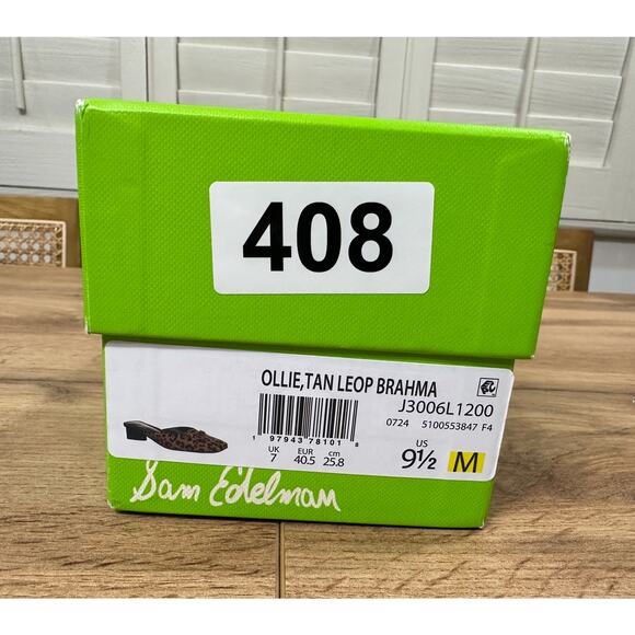 Sam Edelman Ollie Square Toe Bit Mule Flat Granda Tan Leopard Size 9.5 NIB Sleek - Picture 11 of 13